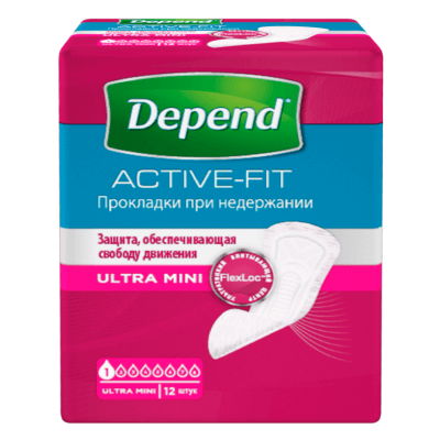 Прокладки при недержании Depend® Ultra Mini (12 штук)